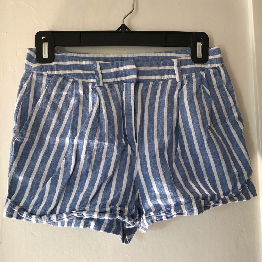 Striped linen shorts